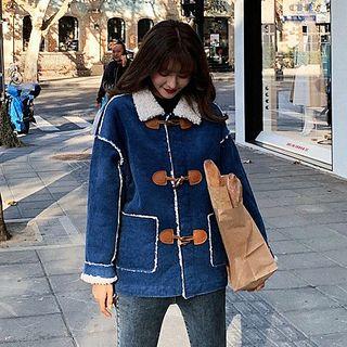 Faux Shearling Corduroy Toggle Jacket