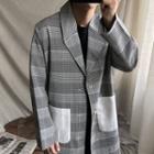 Houndstooth Panel Single-breasted Trench Coat