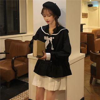 Sailor Collar Double-breasted Blouse