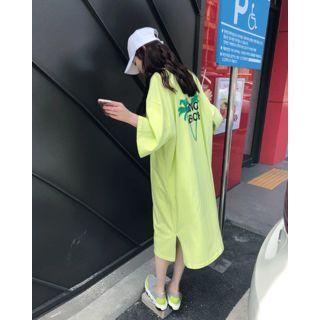 Palm Tree Print Midi T-shirt Dress