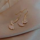 Leaf Rhinestone Fringed Earring 1 Pair - Gold - One Size