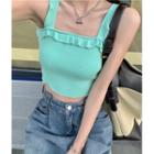 Sleeveless Frilled Cropped Top
