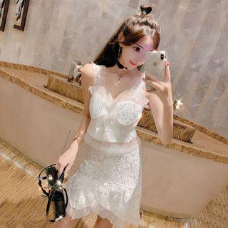 Set: Lace Camisole + Mini Lace Skirt