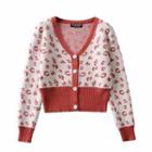 Lips Print Knit Cardigan As Shown In Figure - One Size