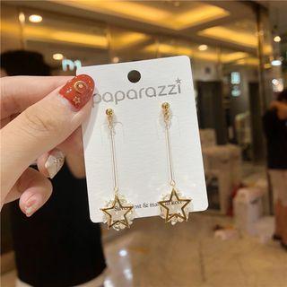 Alloy Faux Crystal Star Dangle Earring Silver Needle - As Shown In Figure - One Size