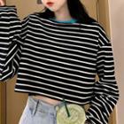 Two Tone Long Sleeve Striped T-shirt