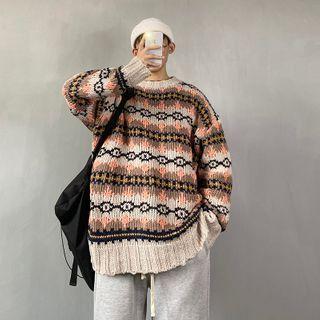 Round Neck Printed Sweater