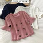 Double Breasted Bell-sleeve Knit Top