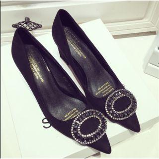 Buckled Velvet Pumps