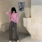 Leopard Print Straight-leg Pants / T-shirt