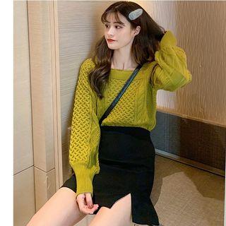 Square-neck Chunky Knit Sweater