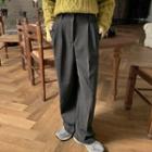 Pintuck Fleece Wide-leg Dress Pants