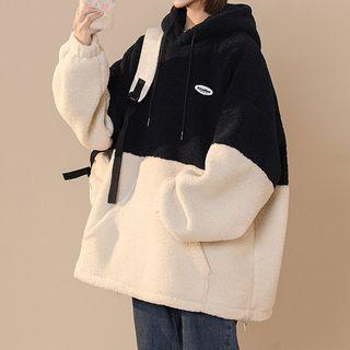 Faux Shearling Two-tone Hoodie