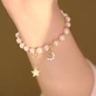 Moon & Star Freshwater Pearl Alloy Bracelet