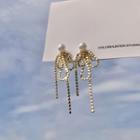Faux Leather Fringed Earring 1 Pair - 925silver Earring - One Size