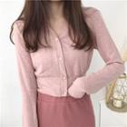 V-neck Cropped Button Jacket