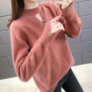 Mesh Panel Glitter Sweater