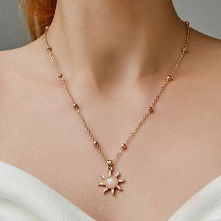 Sun Gemstone Pendant Alloy Necklace