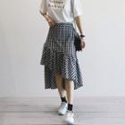 Asymmetric Gingham A-line Skirt