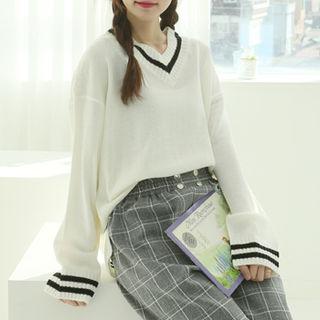 V-neck Ringer Sweater