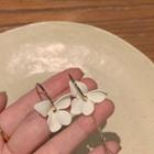 Petal Asymmetrical Fringed Earring 1 Pair - Silver Stud - Non Matching - White - One Size