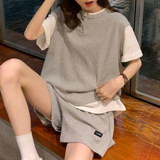 Plain Short-sleeve Top / Vest / Shorts / Set