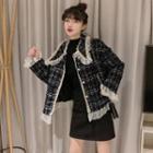 Mesh Ruffled Tweed Buttoned Jacket