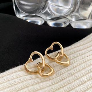 Alloy Interlocking Heart Earring 1 Pair - Gold - One Size