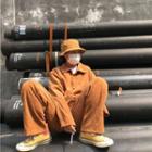 Long-sleeve Corduroy Collared Wide-leg Jumpsuit