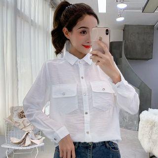 Long-sleeve Pocket Plain Shirt