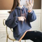Letter Embroidered Mock Two-piece Long-sleeve Hoodie