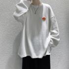 Textured Button-accent Sweatshirt