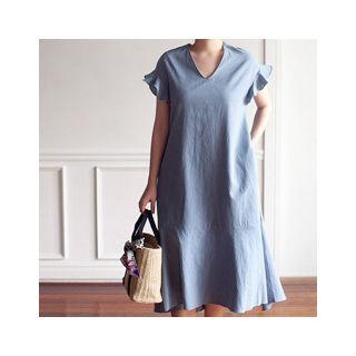 Ruffle-trim Midi Dress