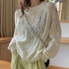 Crochet Sweater Off-white - One Size