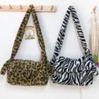 Furry Zebra Print Crossbody Bag
