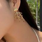 Faux Crystal Leaf Dangle Earring 1 Pair - As Shown In Figure - One Size