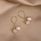 Faux Pearl Faux Crystal Dangle Earring 1 Pair - God Trim - Faux Pearl - White - One Size