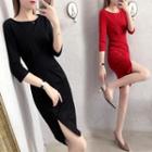 3/4-sleeve Straight-fit Dress