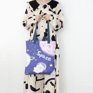 Print Tote Bag Pig & Planet - Purple - One Size