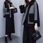 Set: Check Panel Coat + Wide Leg Pants