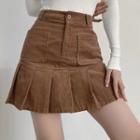 Corduroy High Waist A-line Mini Skirt