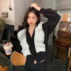 Lantern-sleeve Ruffled Single-breasted Top