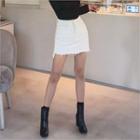 Frayed Cutout-hem Miniskirt