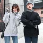 Couple Matching Striped Panel Mock Turtleneck Pullover
