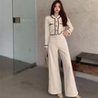 Color-block Blazer / Wide Leg Pants