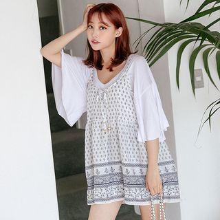 Sleeveless Beribboned Paisley Top