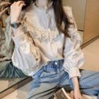 Lantern-sleeve Lace Loose-fit Blouse