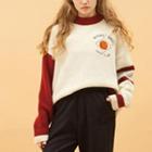 Embroidered Color Block Sweater