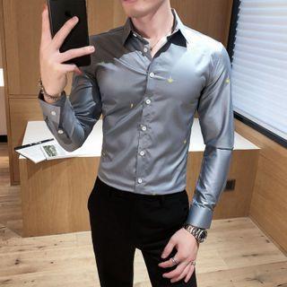 Embroidered Lettering Long-sleeve Shirt