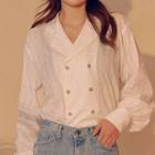 Notched-collar Double-breasted Blouse
